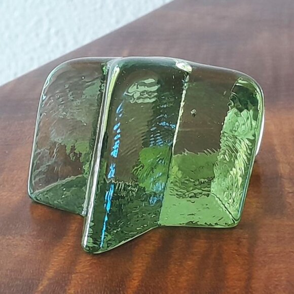 Fire & Light Shooting Star Signed Vintage Recycled Glass Celery Green Retro - Picture 2 of 6